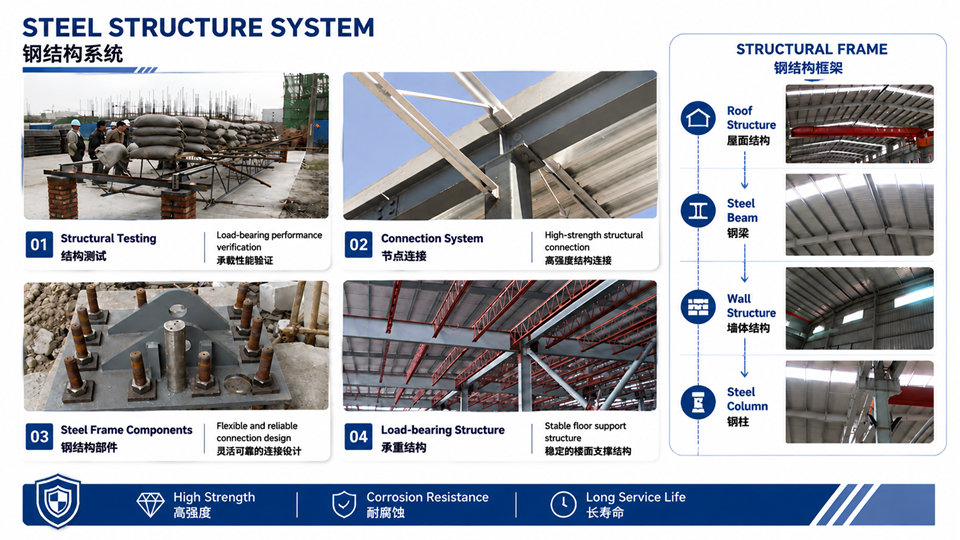 Steel Structure Buildings RONGZHONG steel structure building product and production overview