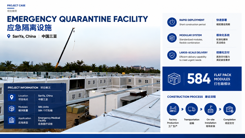 Emergency quarantine flat pack modular facility in Sanya China