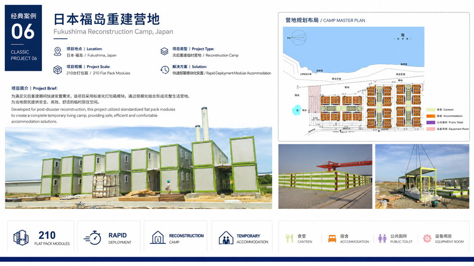 Fukushima reconstruction modular camp in Japan