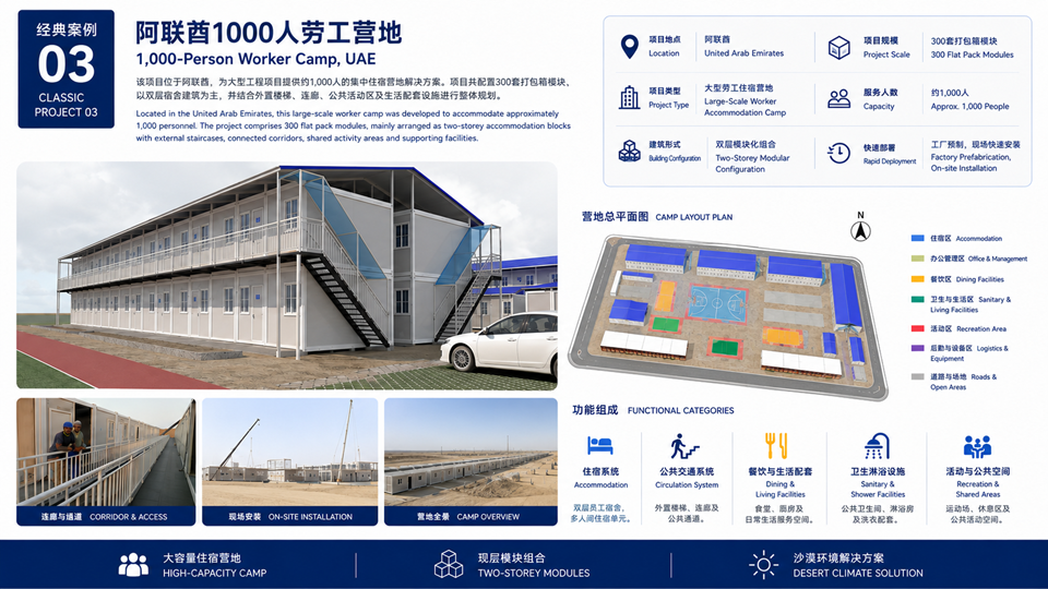 One thousand person modular worker camp in the United Arab Emirates